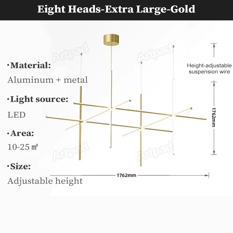 Afralia™ Post-Modern Gold LED Chandelier, Elegant Lighting for Living Room, Kitchen, Bar