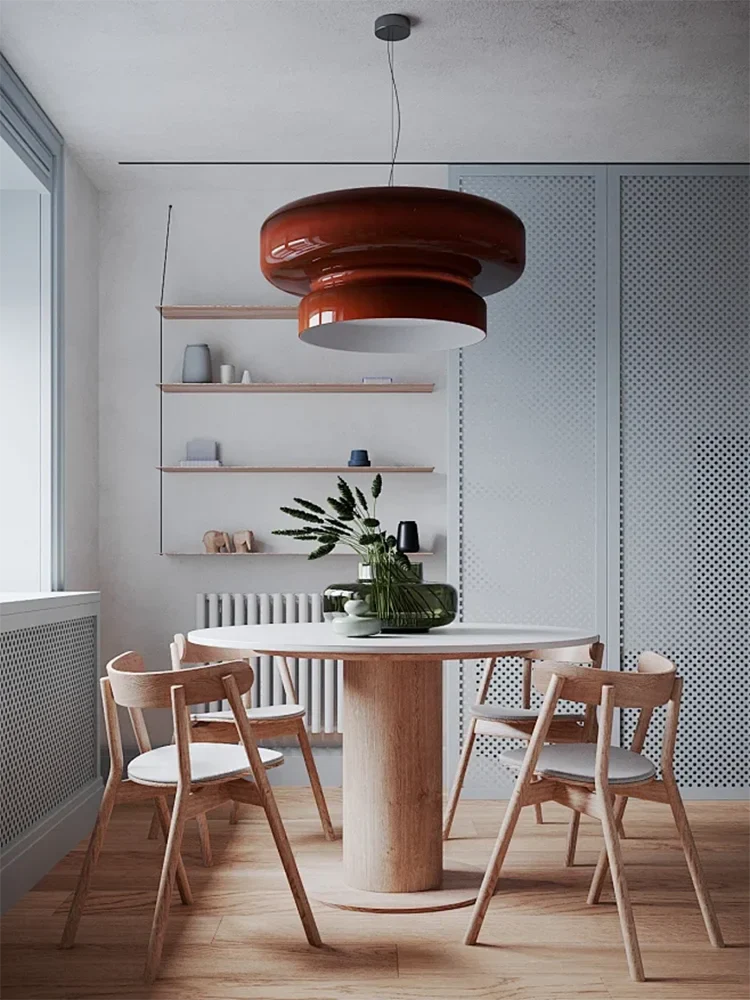 Afralia™ Amber Green Glass Pendant Light Modern Round Dining Table Decor