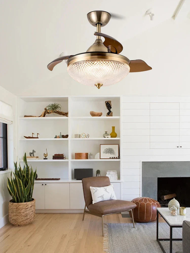 Afralia™ Brushed Copper LED Ceiling Fan with Remote Control - 6 Speeds