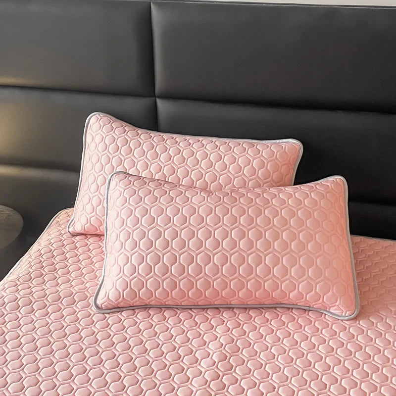 Afralia™ Cool Latex Filled Bed Sheet Set with Ice Silk Cooling Mat & Pillowcases