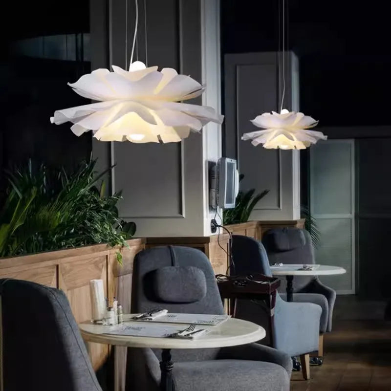 Afralia™ Lotus Acrylic LED Chandelier Cream Nordic Design Living Room Ceiling Lighting