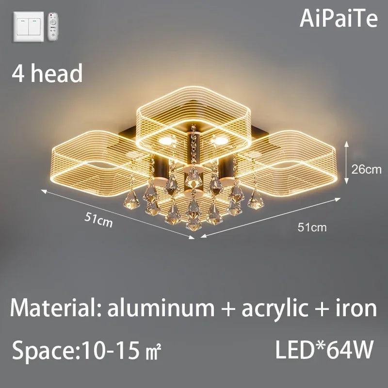 Afralia™ Acrylic Lustre Chandelier for Living Room, Bedroom, Kitchen - Hanging Ceiling Lamps