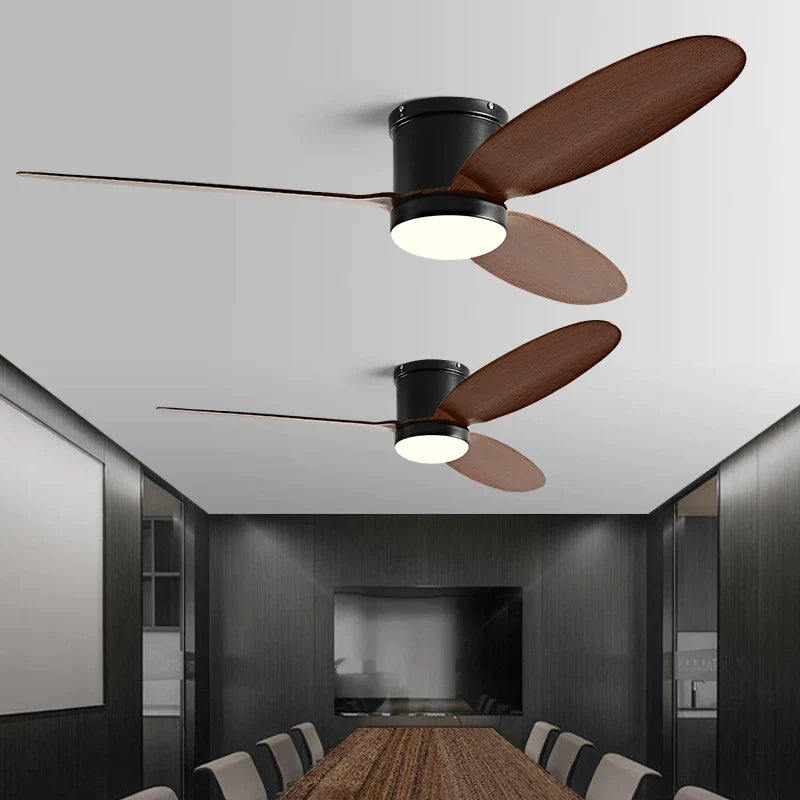 Afralia™ Black DC Ceiling Fan Light with Remote Control and LED Chandelier