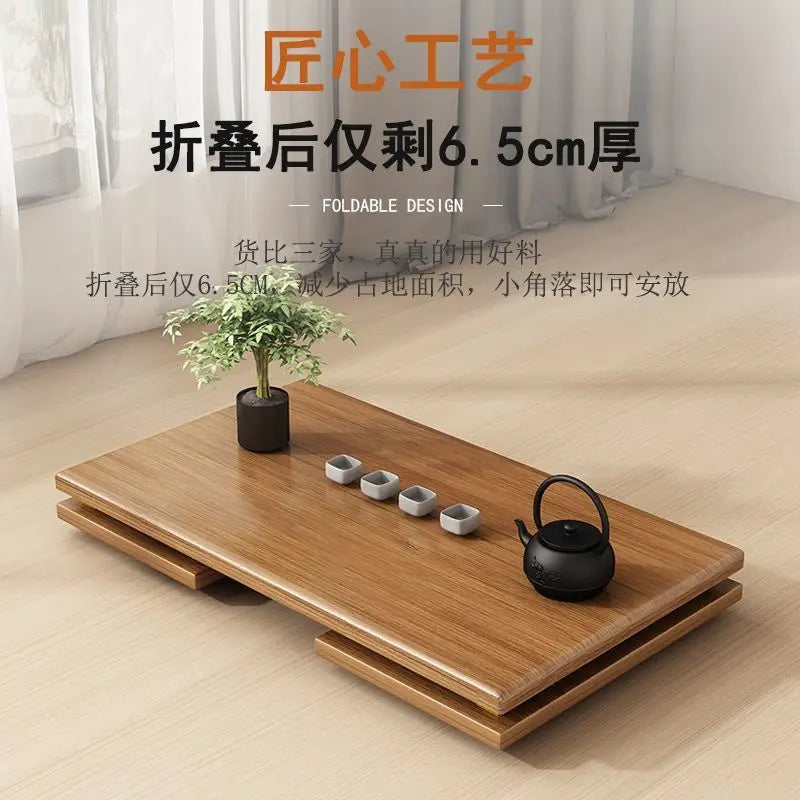 Afralia™ Bamboo Folding Table: Japanese Style, Bedroom & Study Essential, Durable Design