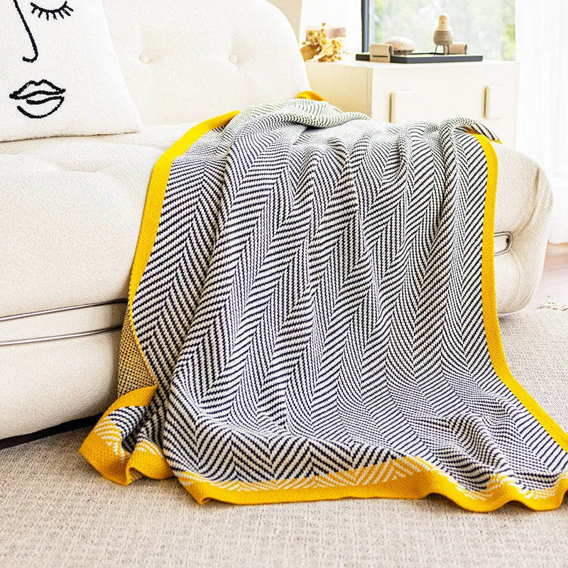 Afralia™ Knitted Diagonal Stripe Sofa Blanket for Warm Autumn Winter Home Decor