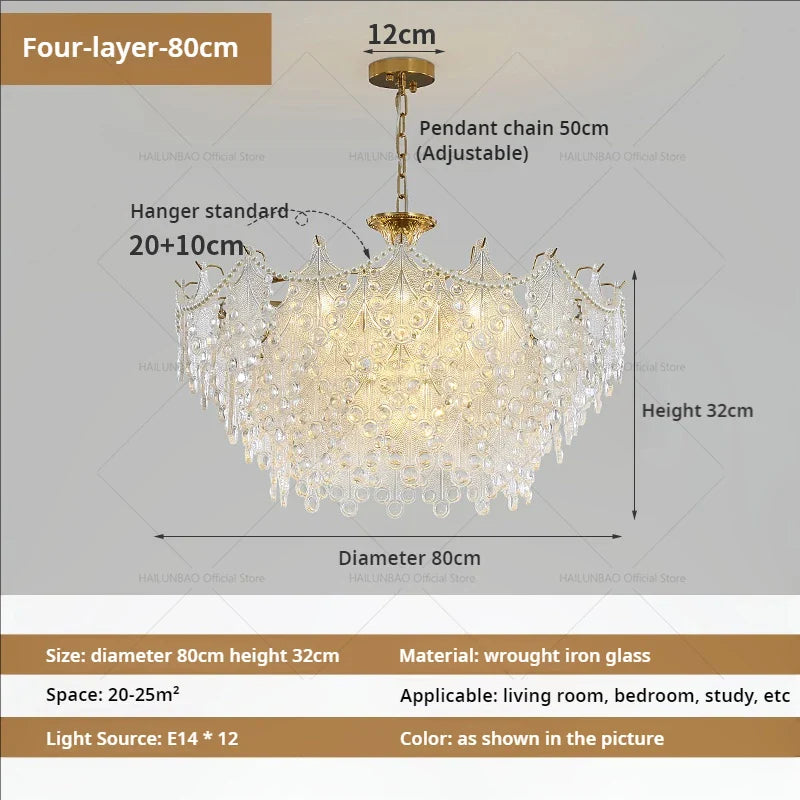 Afralia™ Luxury Cream Wind Crystal Chandelier: High-End Living Room, Dining Room, Bedroom Light