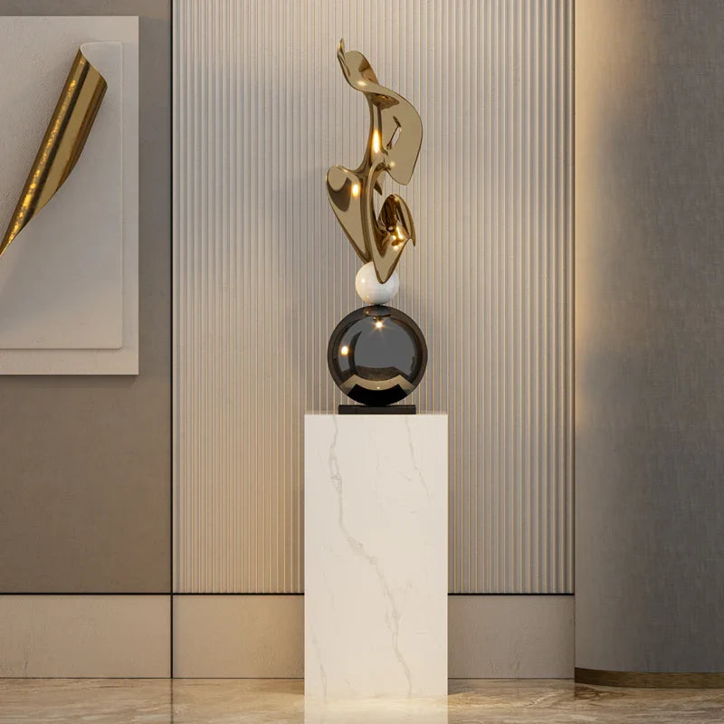 Afralia™ Geometric Electroplating Art Sculpture for Modern Luxury Home Decor