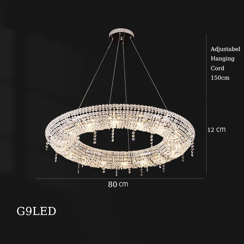 Afralia™ Crystal Pendant Chandelier: Modern Dimmable Lighting for Living Room, Bedroom, Foyer