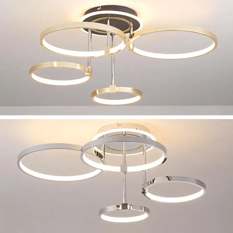 Afralia™ Modern Chrome Ceiling Chandelier LED Light Fixture with Remote Control for Home Decor