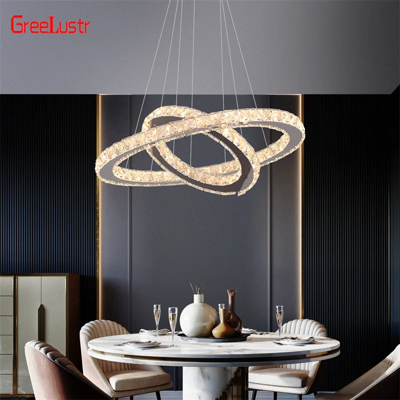 Afralia™ Luxury Crystal LED Pendant Chandelier for Home Lighting & Decor