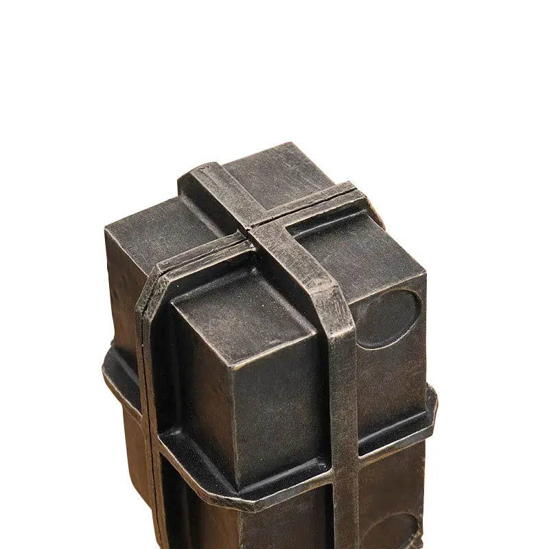 Afralia™ Geometric Block Binding Box Bronzer Sculpture - Home Decor Figurine Craft