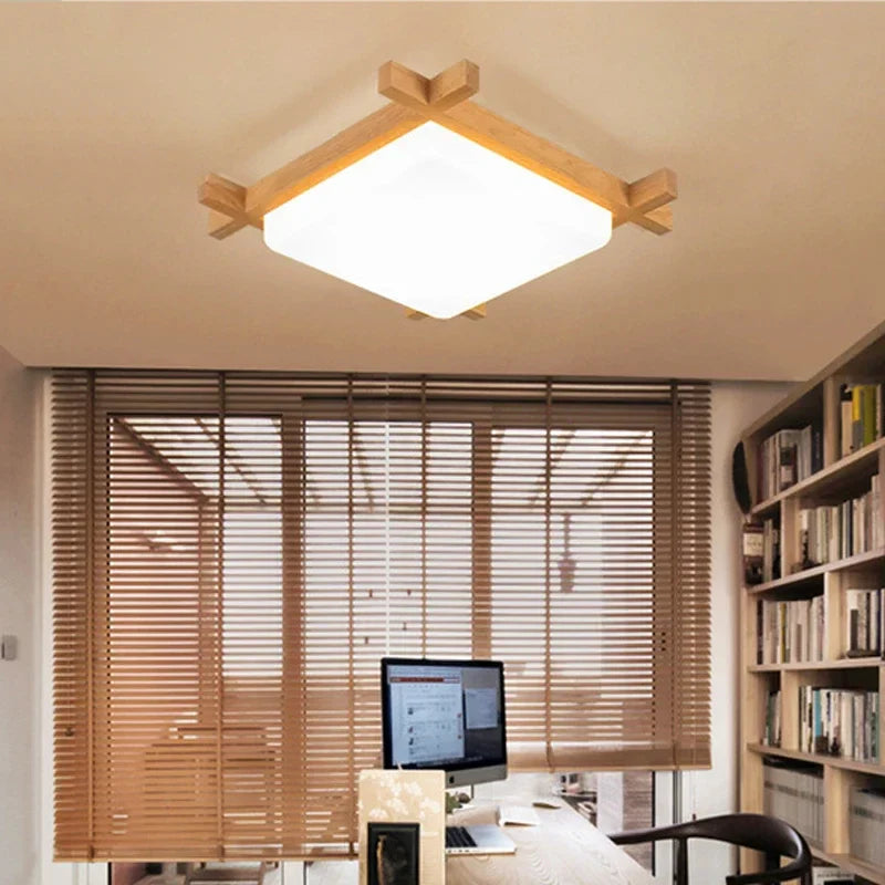 Afralia™ Wood Flush Mount Ceiling Light for Living Room Bedroom