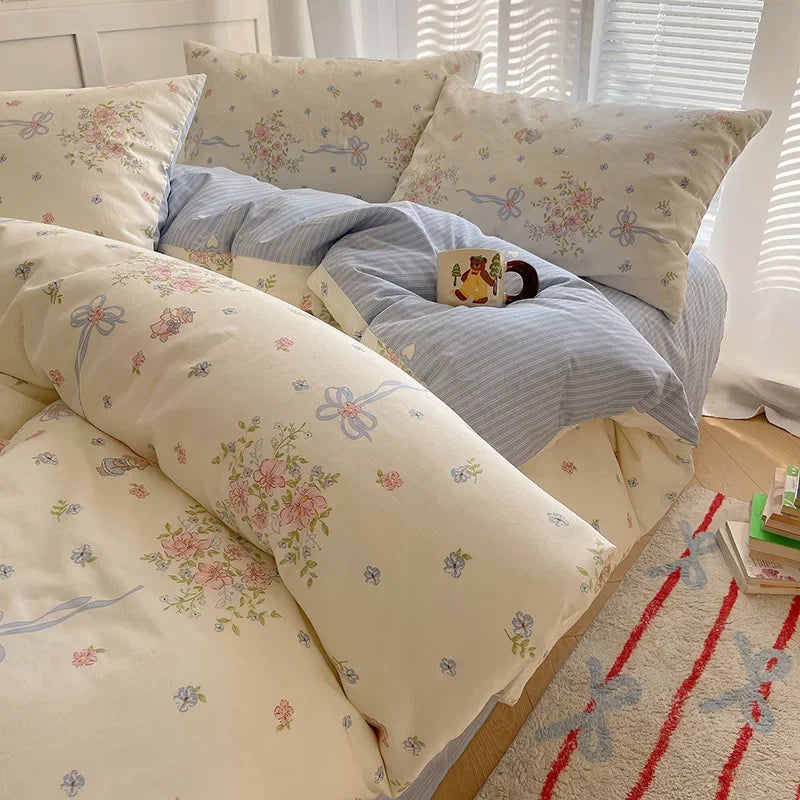 Afralia™ Cartoon Printed Cotton Bedding Set - Soft, Skin-Friendly Duvet Cover