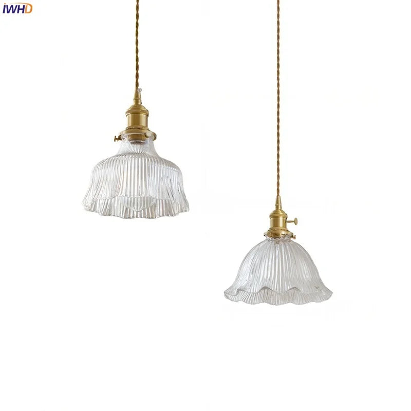 Afralia™ Clear Glass LED Pendant Light for Bedside Living Dining Decor