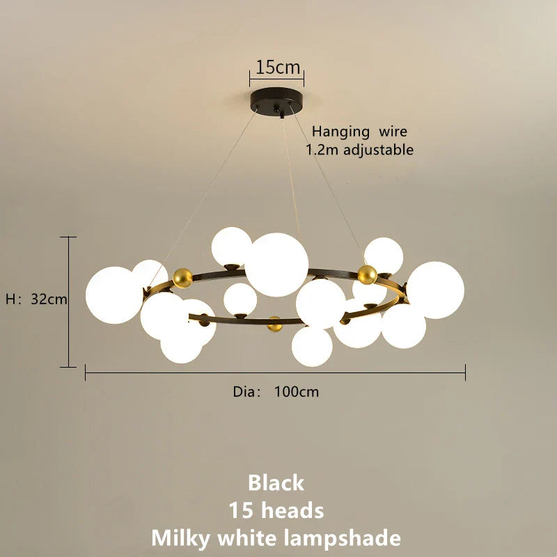 Afralia™ Magic Beans Glass Ball LED Ceiling Chandelier for Home Decor Lighting