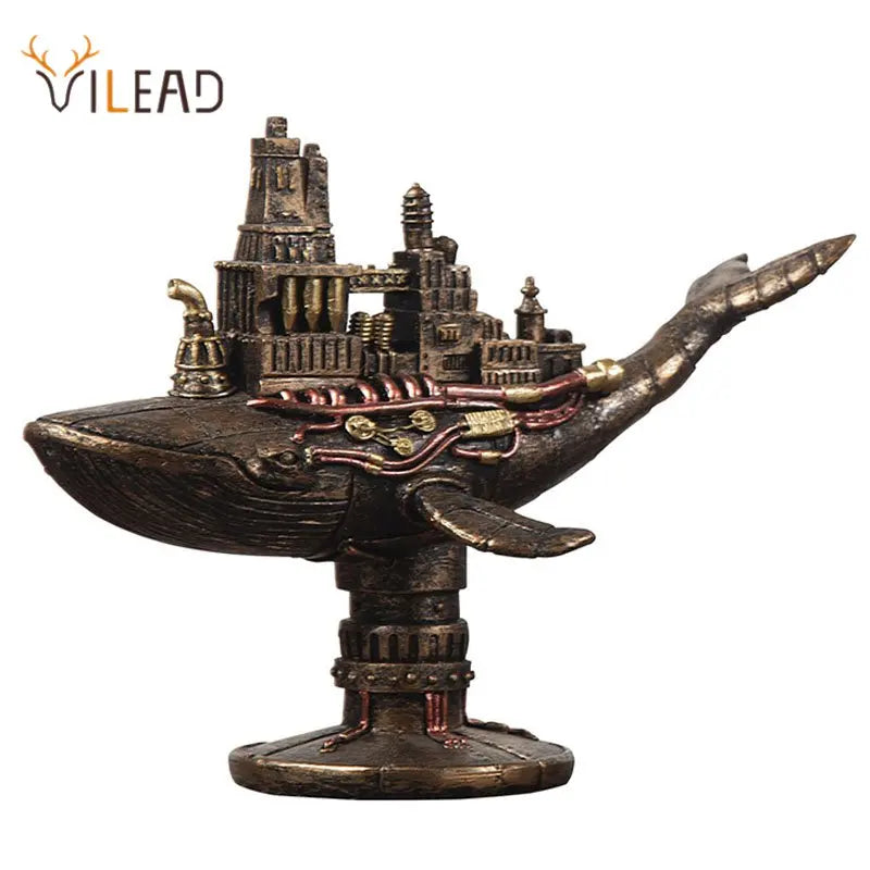 Afralia™ Steampunk Submarine Whale Sculpture for Office Desk and Living Room Decor