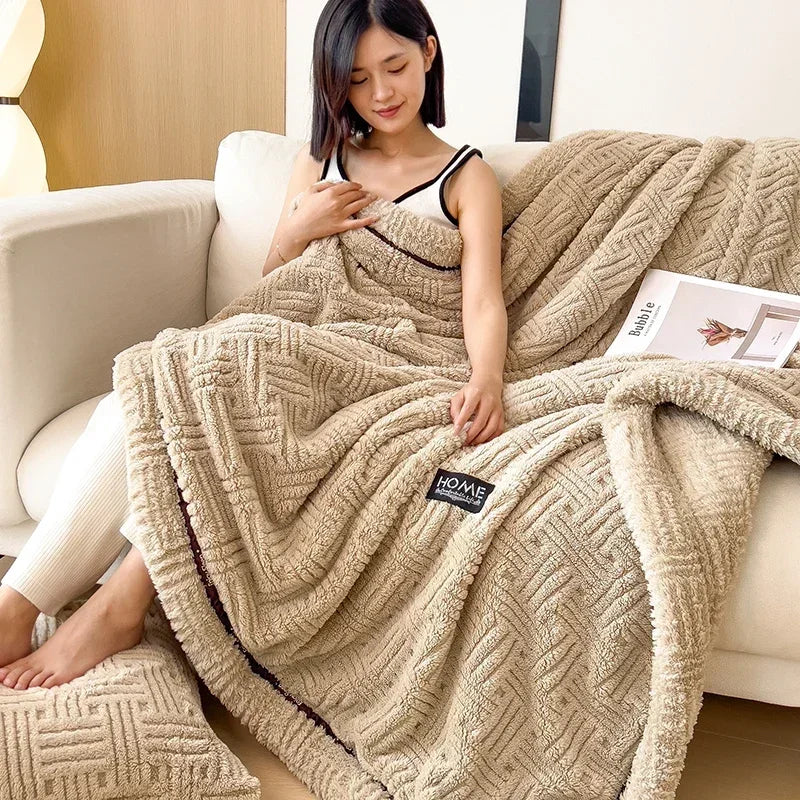 Afralia™ Cozy Fluffy Fleece Blanket for Autumn Winter, Soft Warm Maternal Child Bed Sofa Cover