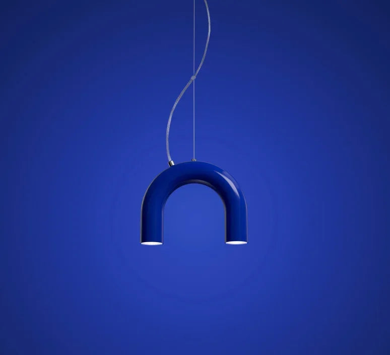 Afralia™ Oblure Arch Chandelier LED Black White Orange Blue Metal Light