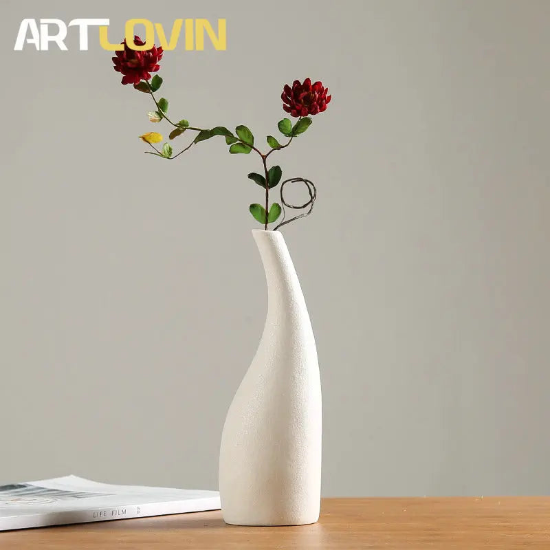 Afralia™ Japanese Style Ceramic Vases for Modern Home Decor and Artificial Flowers