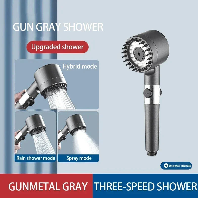 Afralia™ High Pressure Black Shower Head Rainfall with 3 Modes & Filter Holder