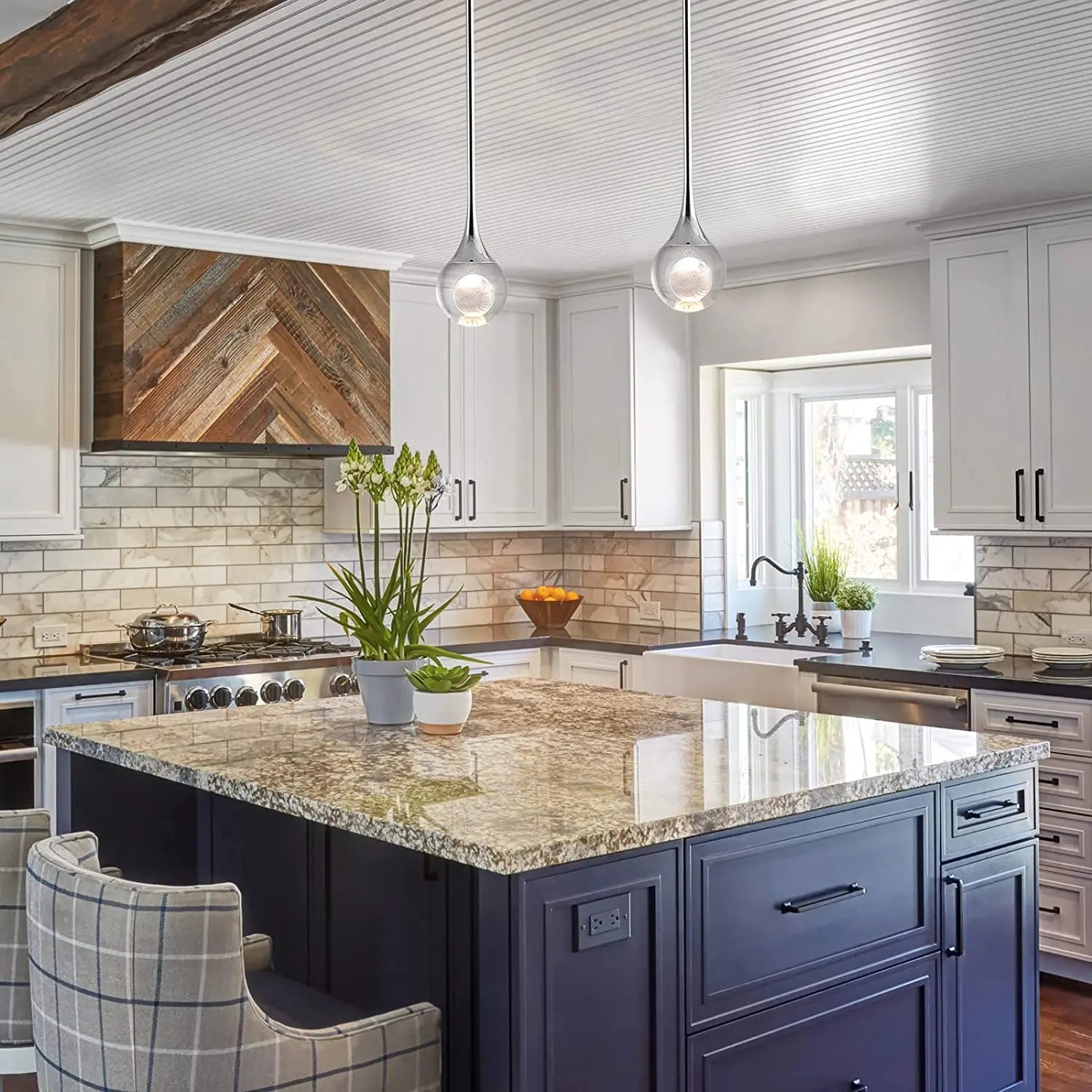 Afralia™ Modern Glass Ball Crystal LED Pendant Lighting for Kitchen Bedroom Home Decor