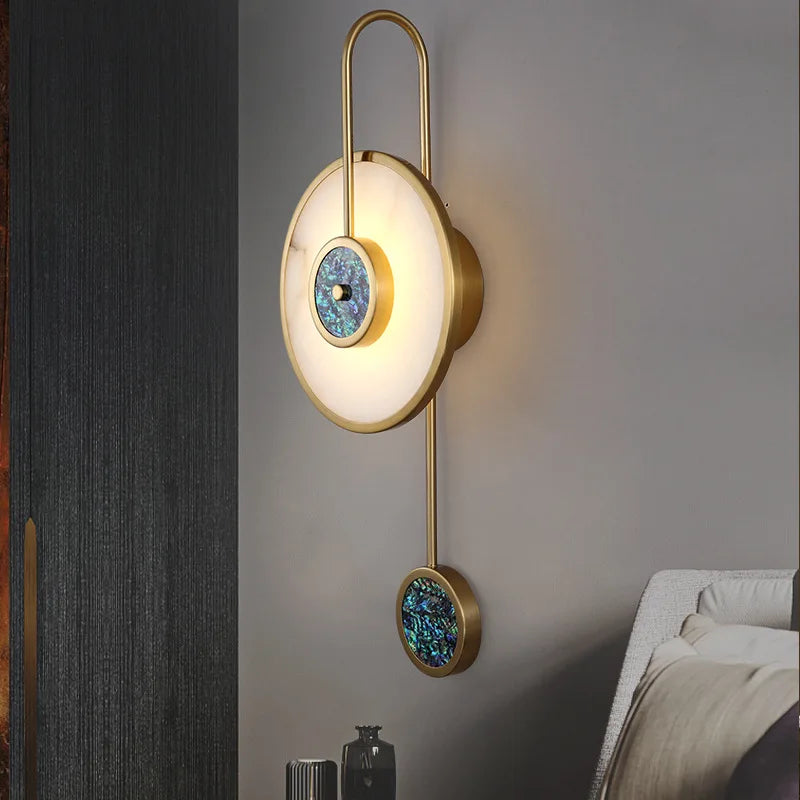 Afralia™ Retro Marble Round Wall Lamp: Minimalist LED Indoor Lighting for Living Room, Bedroom, Study