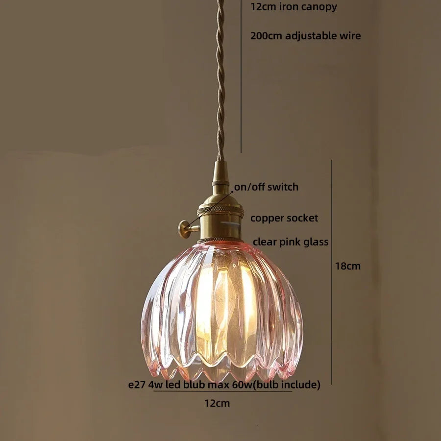 Afralia™ Green LED Pendant Light Fixture Glass Japan Style Hang Lamp