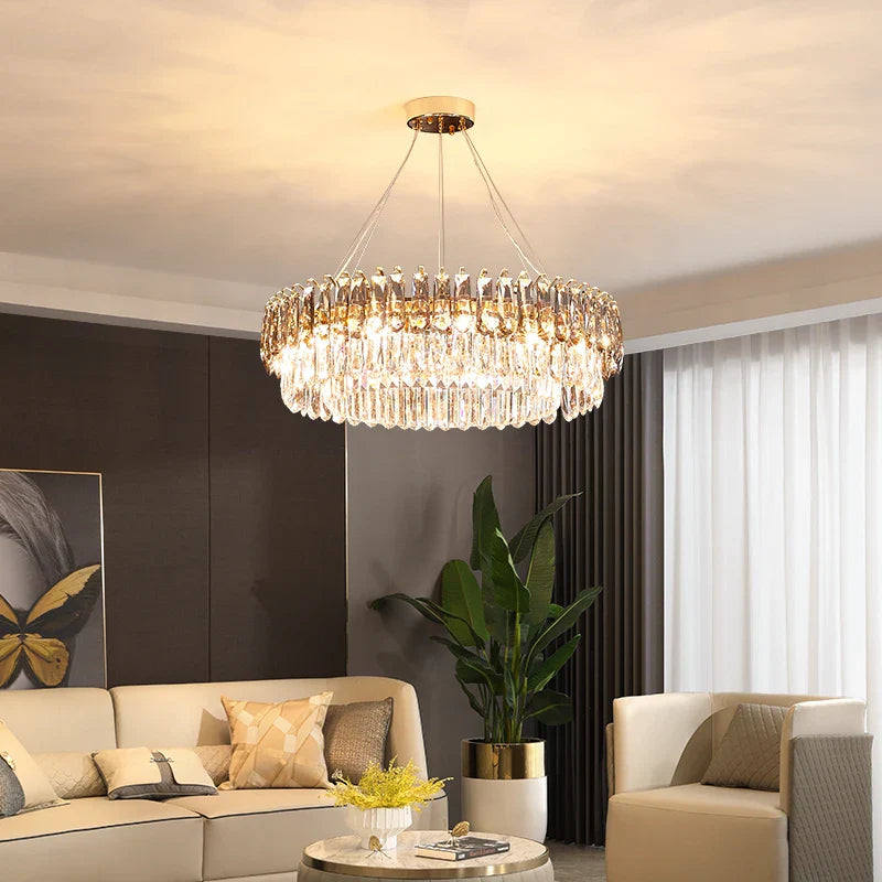 Afralia™ Gold Crystal Chandelier: Luxury Lighting for Dining Living Bedroom Kitchen Island