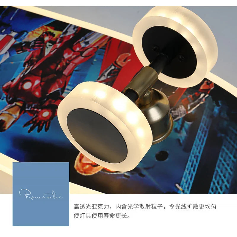 Afralia™ Kids Skateboard LED Ceiling Light for Modern Children's Rooms