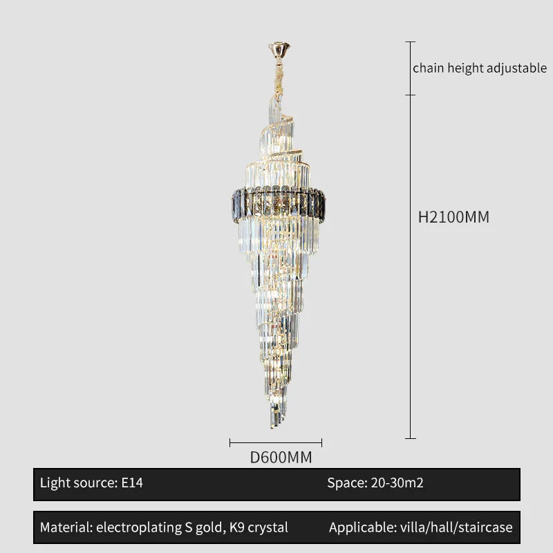 Afralia™ Spiral Staircase Chandelier: Luxury Postmodern Loft Light for Hotel, Villa, KTV