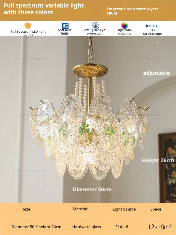 Afralia™ Glass Dining Room Chandelier: Retro French Style for Living & Master Bedroom