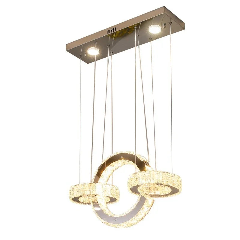 Afralia™ Crystal LED Circle Rings Chandelier for Bedroom, Villa, Stair - Luxury Pendant Light