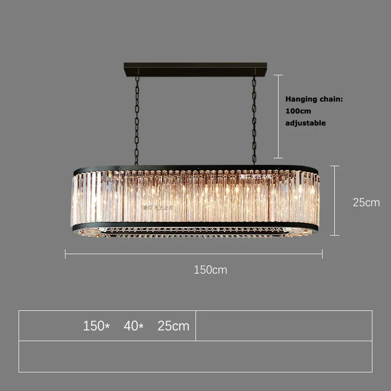 Afralia™ Black Crystal Round LED Chandelier Hanging Lamp for Living Room