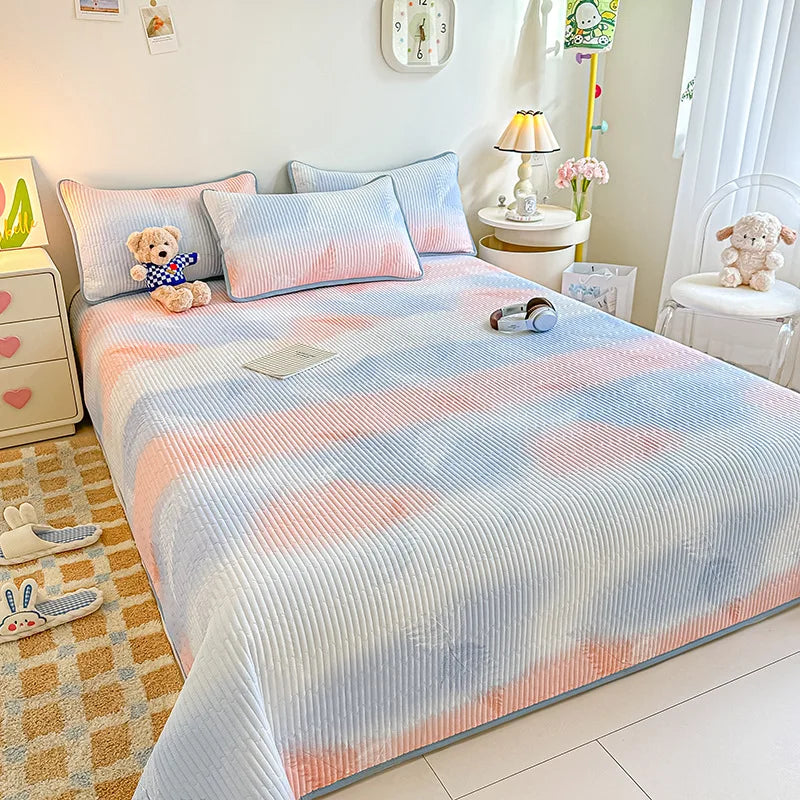 Afralia™ Romantic Gradient Quilted Bedspread Set - Premium Anti-Slip Bed Cover Kit