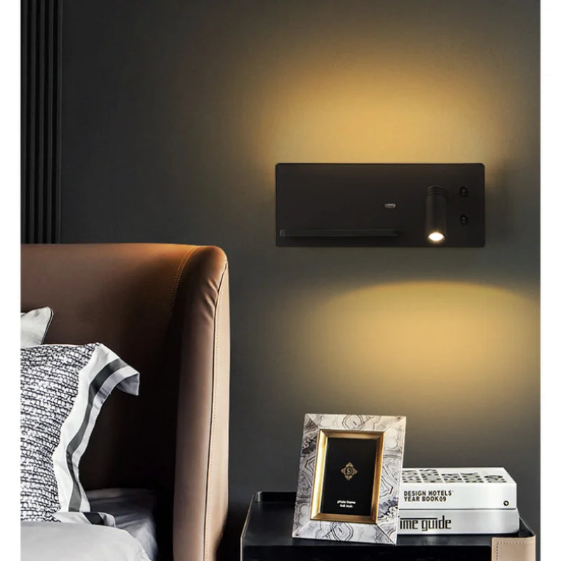 Afralia™ Wireless Charging Bedroom Sconce Lamp USB Modern Wall Light Fixtures