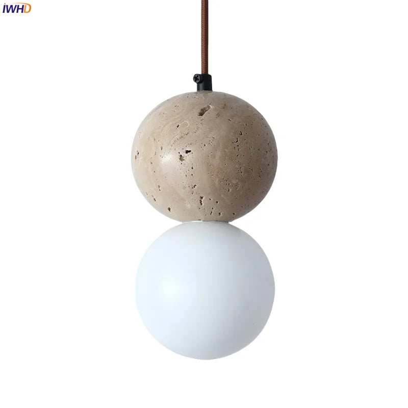 Afralia™ Yellow Travertine LED Pendant Lights - Vintage Hanging Lamp for Home Décor