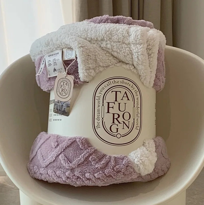 Afralia™ Cozy Jacquard Coral Fleece Blanket