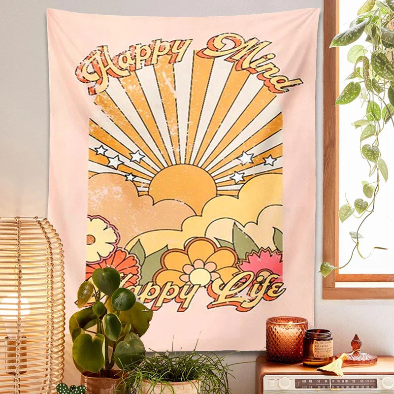 Afralia™ 70s Girl Sunset Tapestry Wall Hanging for Boho Living Room Bedroom Decor