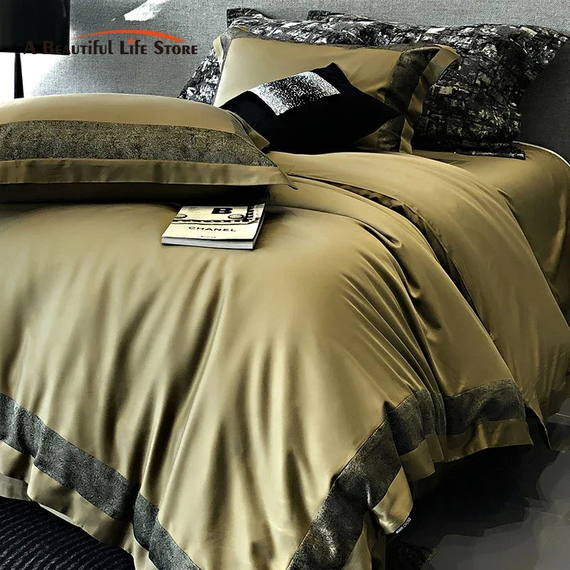 Afralia™ 1400TC Egyptian Cotton Luxury Bedding Set with Duvet Cover, Sheet, Pillowcases