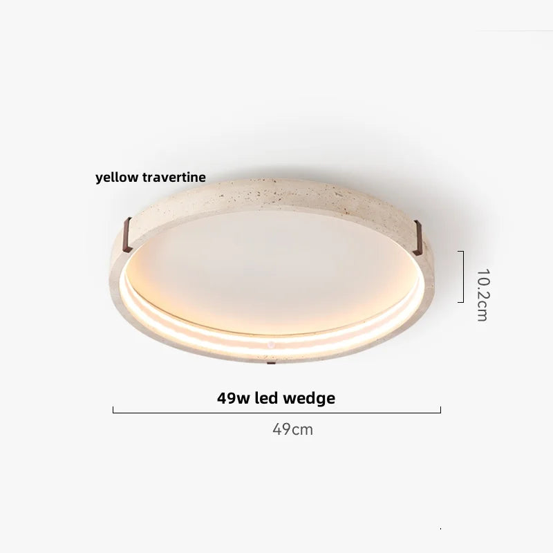Afralia™ Wabi Sabi LED Ceiling Lamp Yellow Travertine Stone Hanging Lights