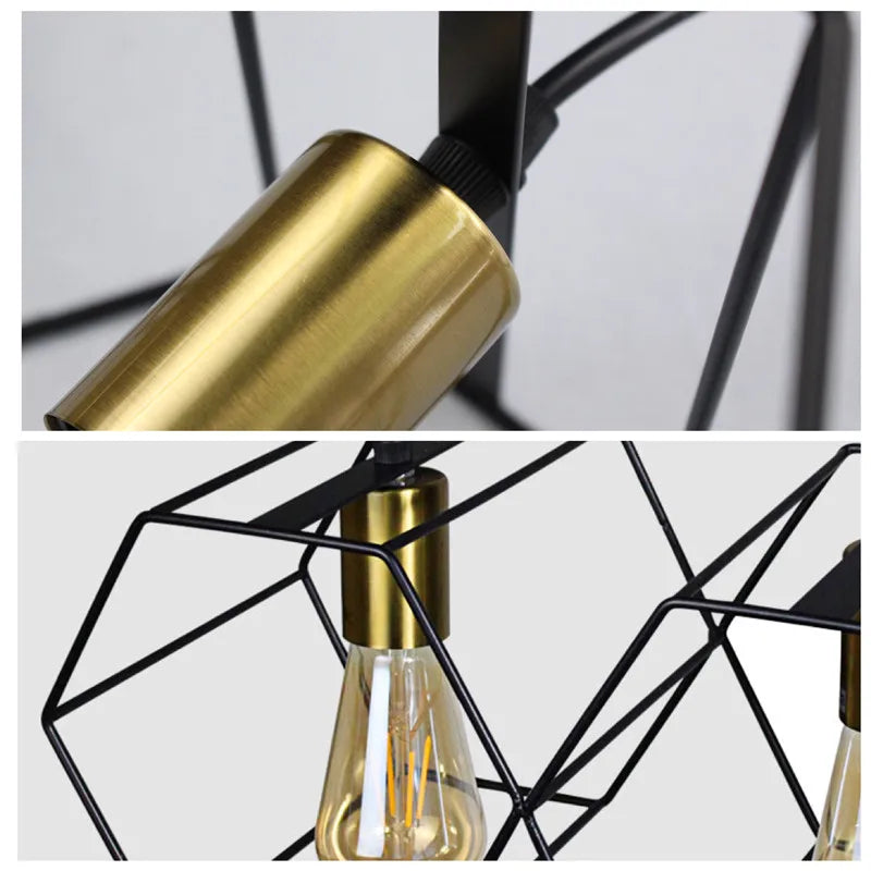 Afralia™ Geometric LED Chandelier: Modern Metal Frame Light for Dining Room or Bedroom