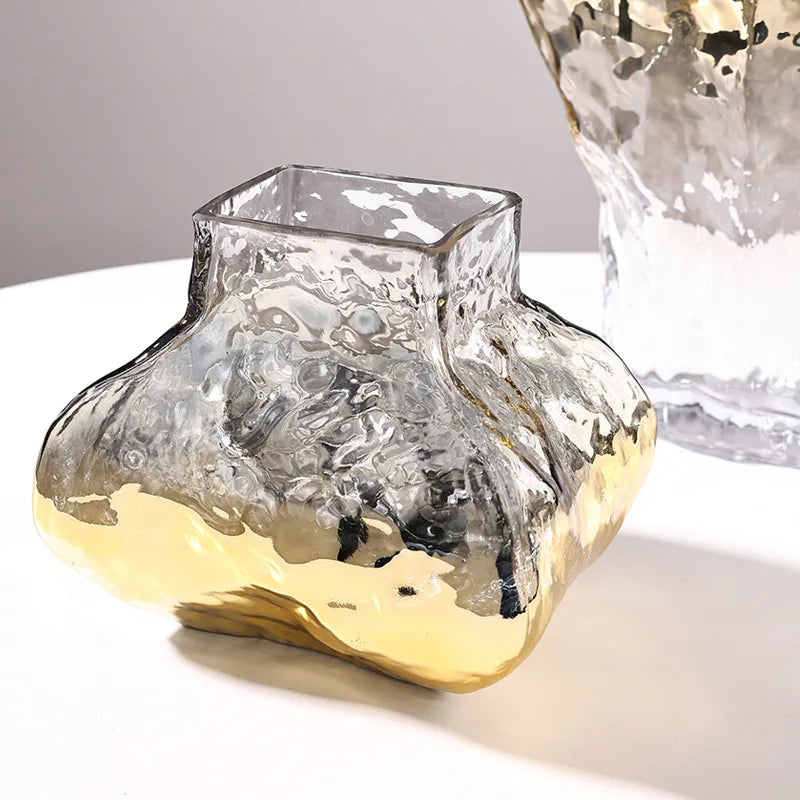 Afralia™ Golden Geometric Glass Vase Hydroponics Terrarium Home Decoration Accessories