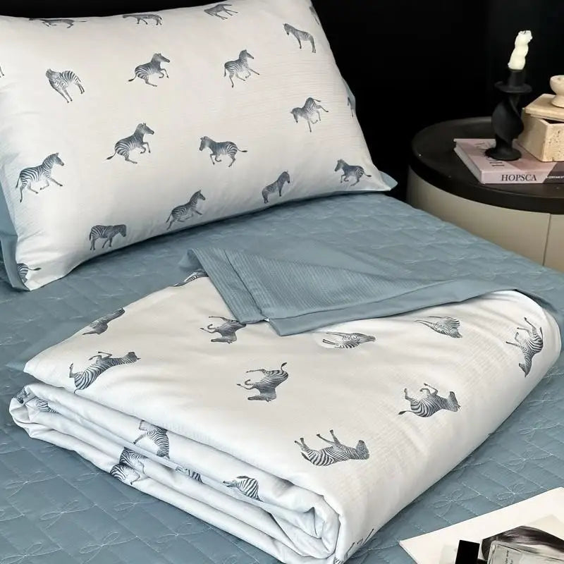 Afralia™ Cool Silk Summer Quilt Set with Sheets & Pillowcases