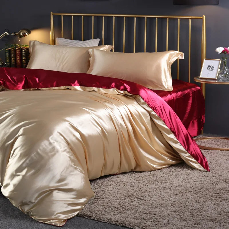 Afralia™ Silk Bedding Set: Smooth 100% Silk Comforter Cover Sets for Full Twin King Queen