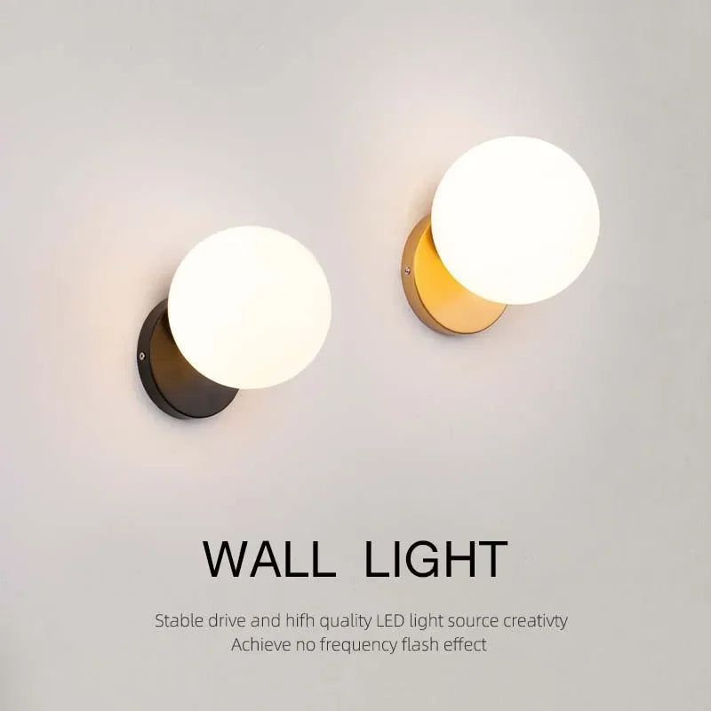 Afralia™ Modern Glass Wall Lamp - Luxury Bedside Sconce in Black Gold Finish