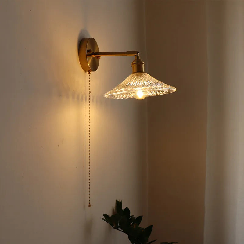 Afralia™ Copper Glass LED Wall Lamp Modern Nordic Home Decor Applique Murale