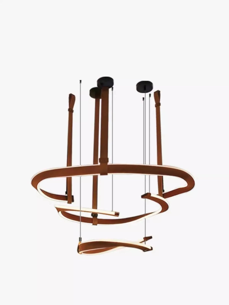 Afralia™ Modern Leather Ring Chandelier for Minimalist Living Room Villa Restaurant Hall