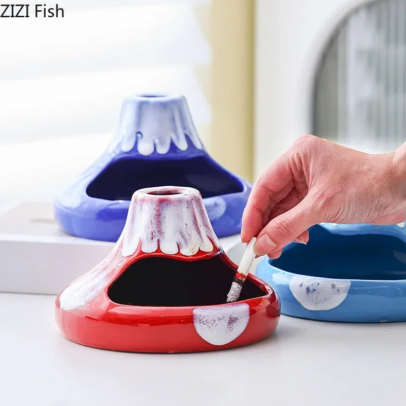 Afralia™ Volcanic Ceramic Ashtray - Windproof Desk Decoration & Smoking Accessory