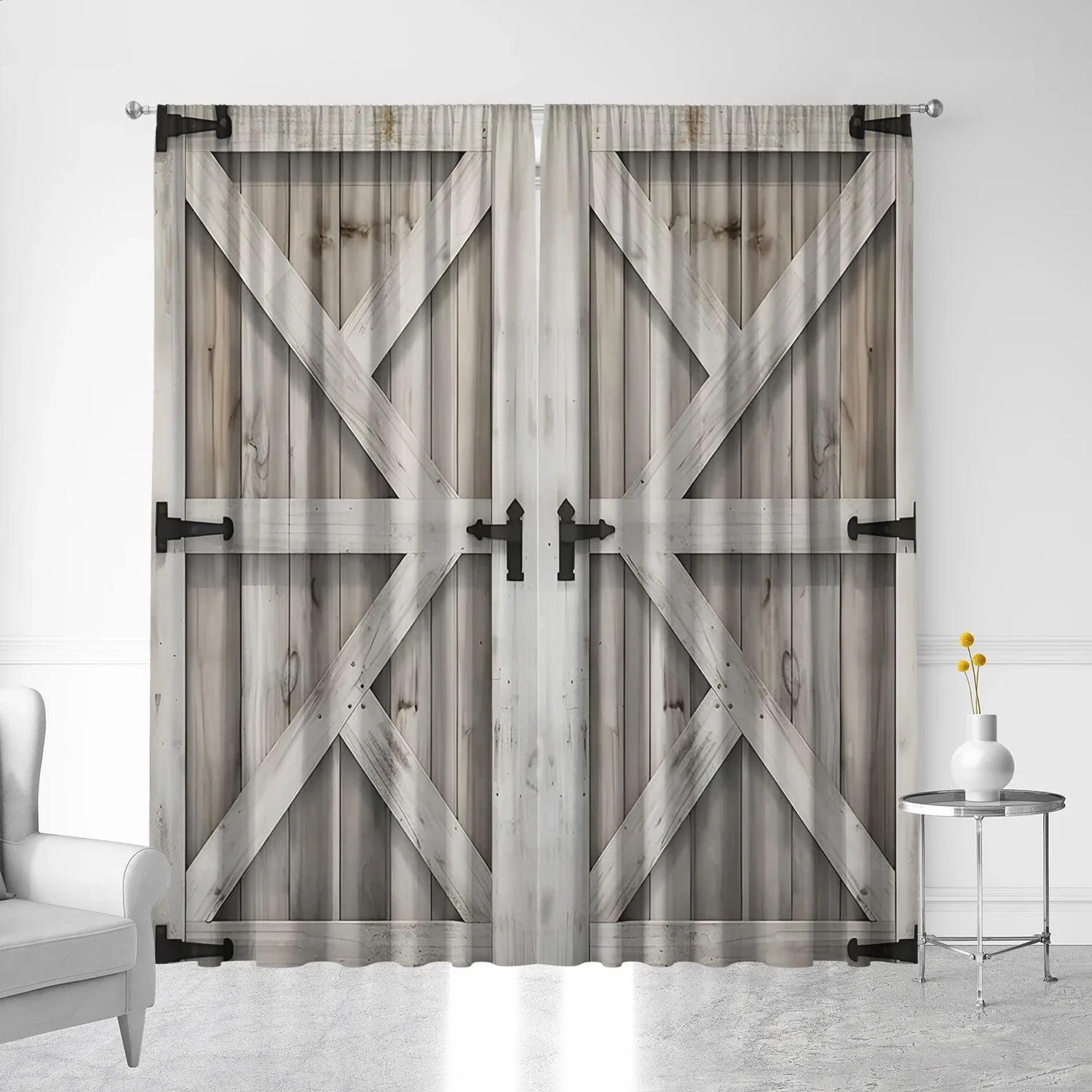 Vintage Wooden Door Bookshelf Curtains by Afralia™: Perfect for Home, Kitchen, Coffee Shop & Living Room