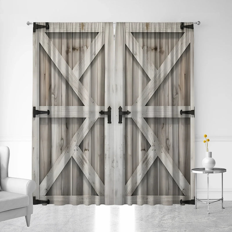 Vintage Wooden Door Bookshelf Curtains by Afralia™: Perfect for Home, Kitchen, Coffee Shop & Living Room